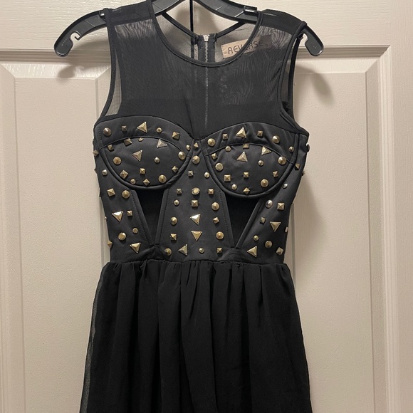 Studded Cutout Mesh Dress - Picture 1 of 5